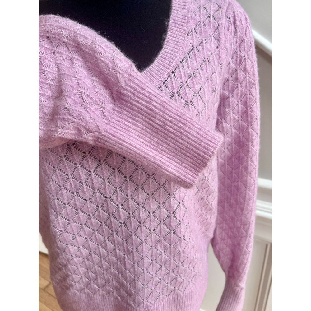 💜 Old Navy Lilac Pointelle Knit Sweater | Size M | Soft Wool Blend - Picture 5 of 6